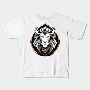 white lion face logo Kids T-Shirt